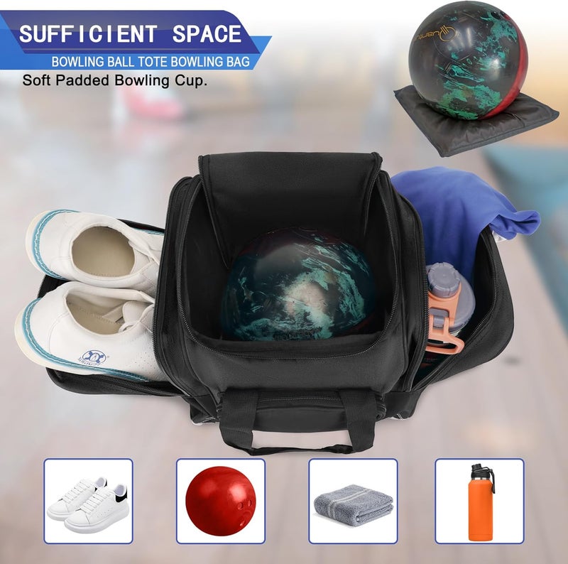 LARIPOP Bowling Ball Bag for Single Ball, 2022 Bowling Ball Tote Bowling bag with Padded Holder - Fits Shoes up to Mens Size 14 and Bowling Accessories - Image 3